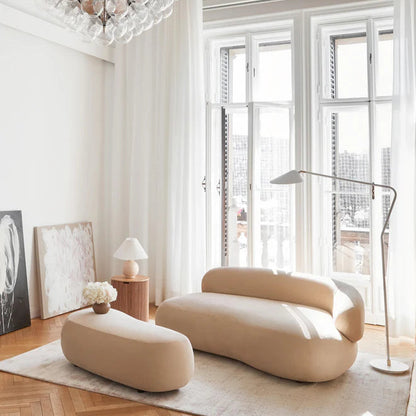 Sofa Minimalista  Moderno Velvet Luxe Taupe 2 Puestos