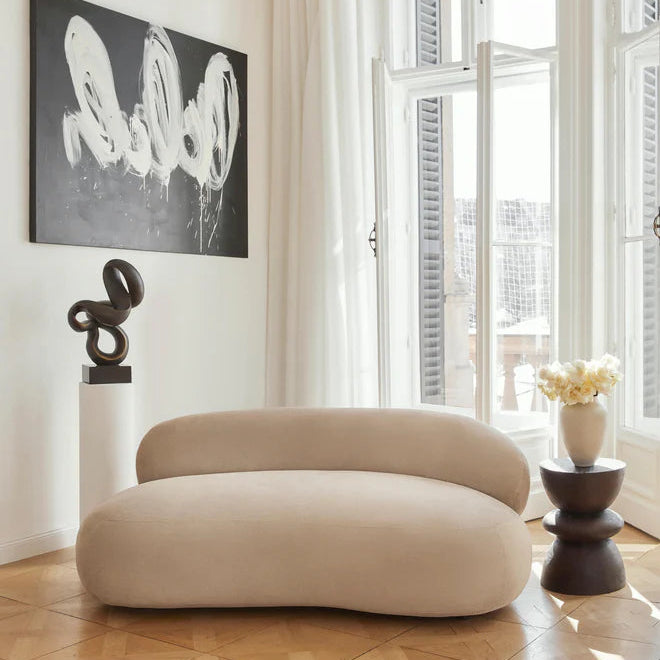 Sofa Minimalista  Moderno Velvet Luxe Taupe 2 Puestos