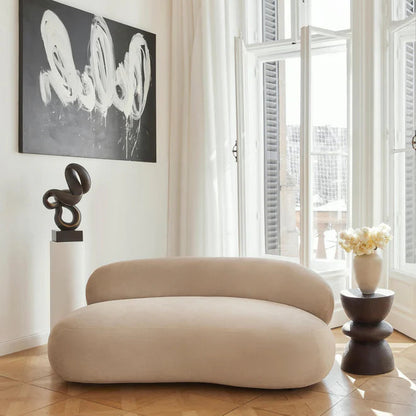 Sofa Minimalista  Moderno Velvet Luxe Taupe 2 Puestos