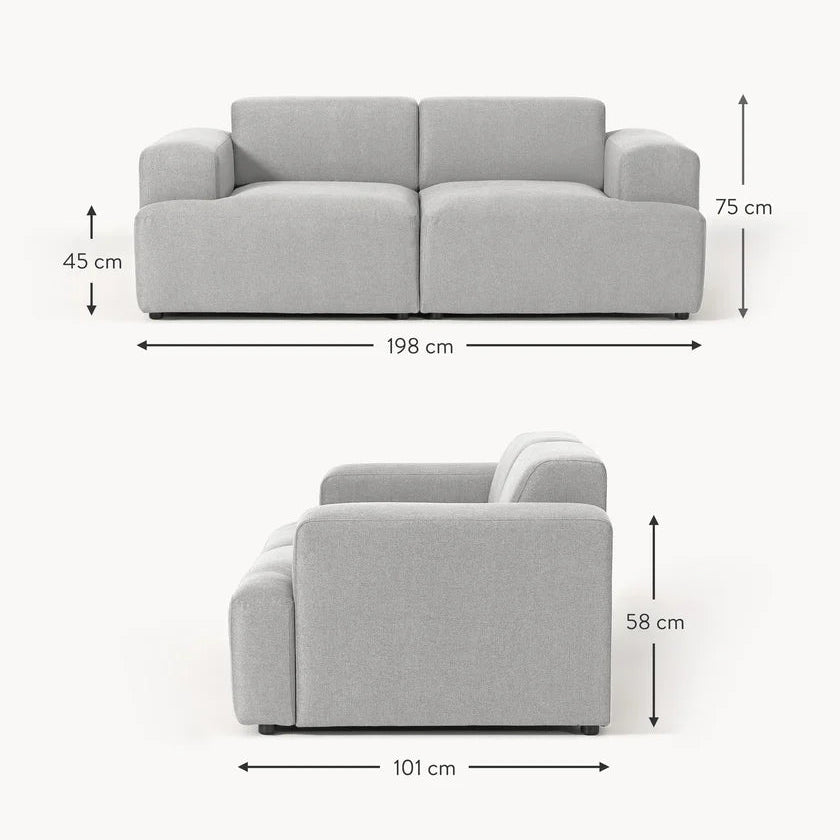 Sofa Louvre Gris Plata 2 Puestos con Diseño Contemporáneo y Minimalista