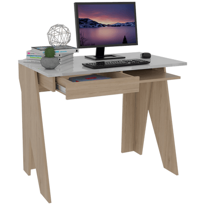 Escritorio África Beige y Blanco color con un cajón para Oficina.