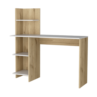 Escritorio ¡Wow!, Café Claro y Blanco, con Entrepaños y Amplia Superficie De Trabajo ZF - VIRTUAL MUEBLES