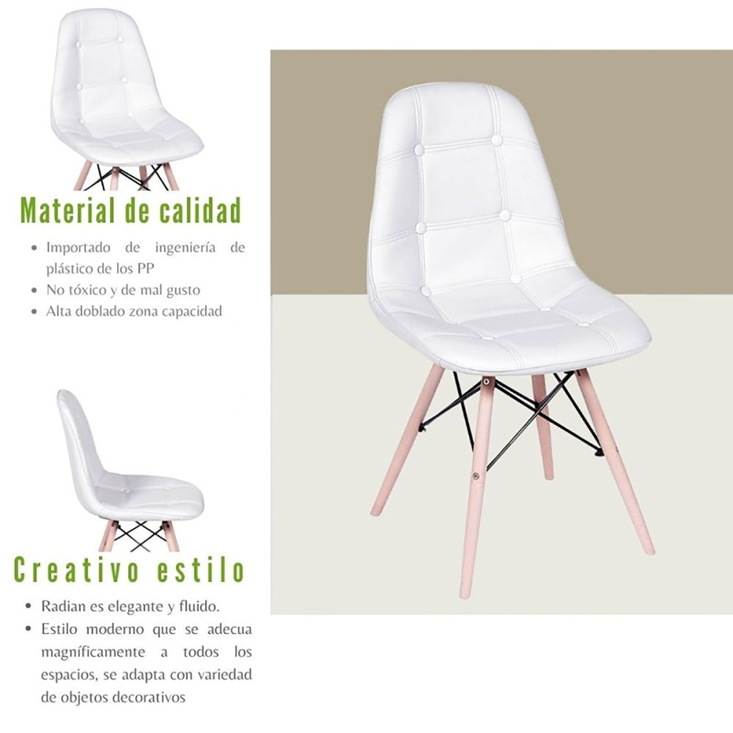 Silla Baeza Botones Blanco