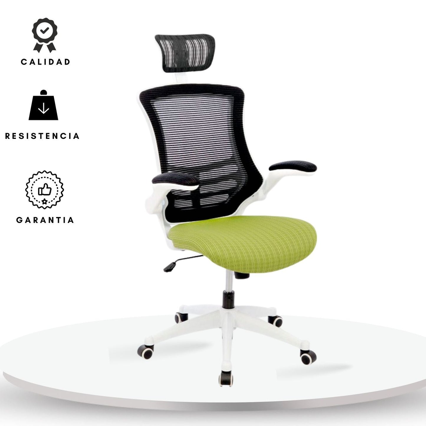 Silla De Oficina Elaris Alta Verde Blanco