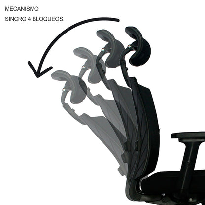 Silla De Oficina Siri Premium Brazos 3D 4 Bloqueos Negro