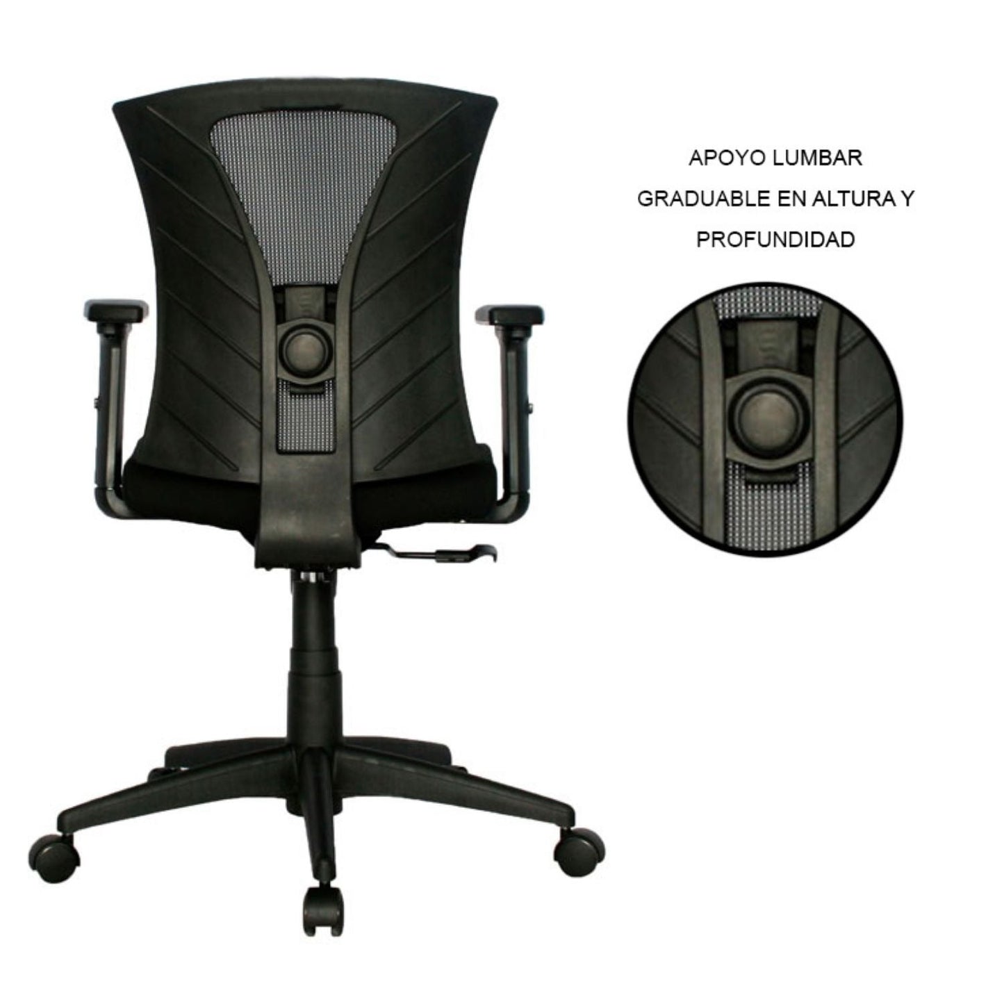 Silla De Oficina Siri Media Brazos 3D 4 Bloqueos Negro