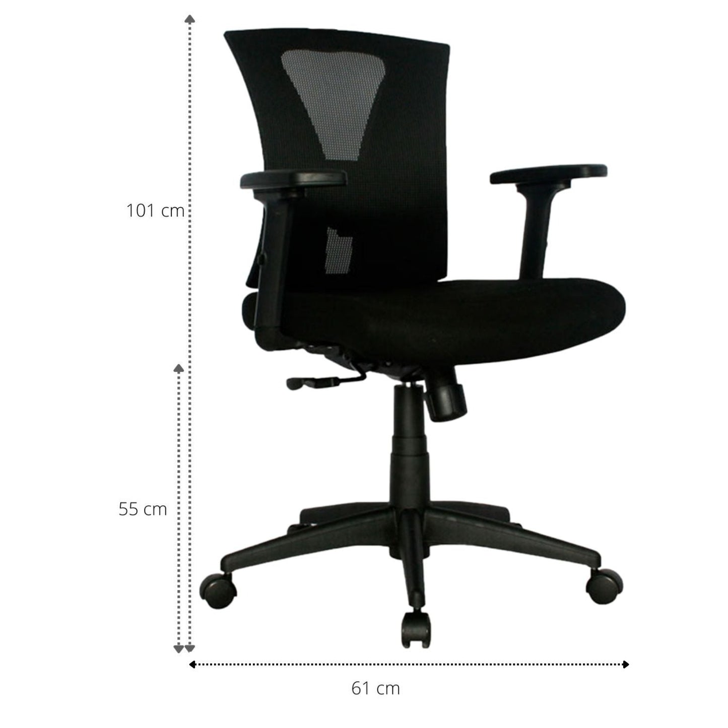 Silla De Oficina Siri Media Brazos 3D 4 Bloqueos Negro