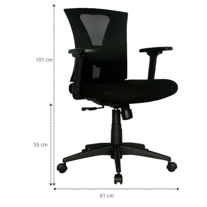 Silla De Oficina Siri Media Brazos 3D 4 Bloqueos Negro
