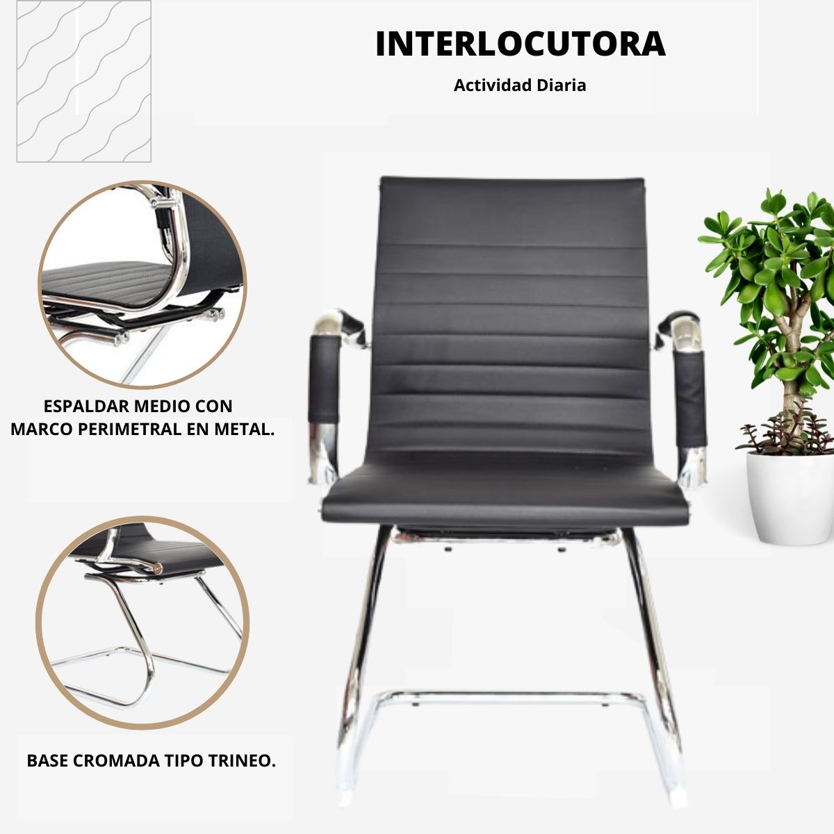 Silla De Oficina Lujo Interlocutora Negro