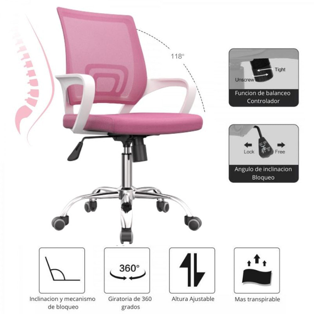 Silla De Oficina Berlin Premium Rosado