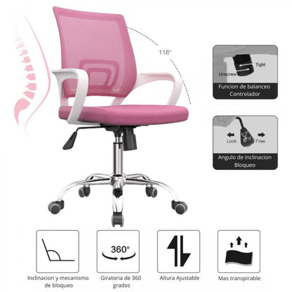 Silla De Oficina Berlin Premium Rosado