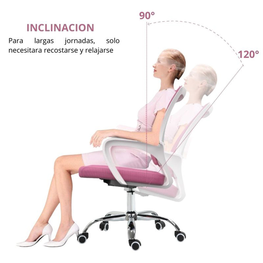 Silla De Oficina Berlin Premium Rosado