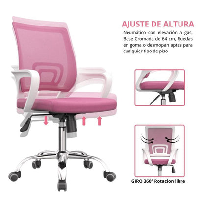 Silla De Oficina Berlin Premium Rosado
