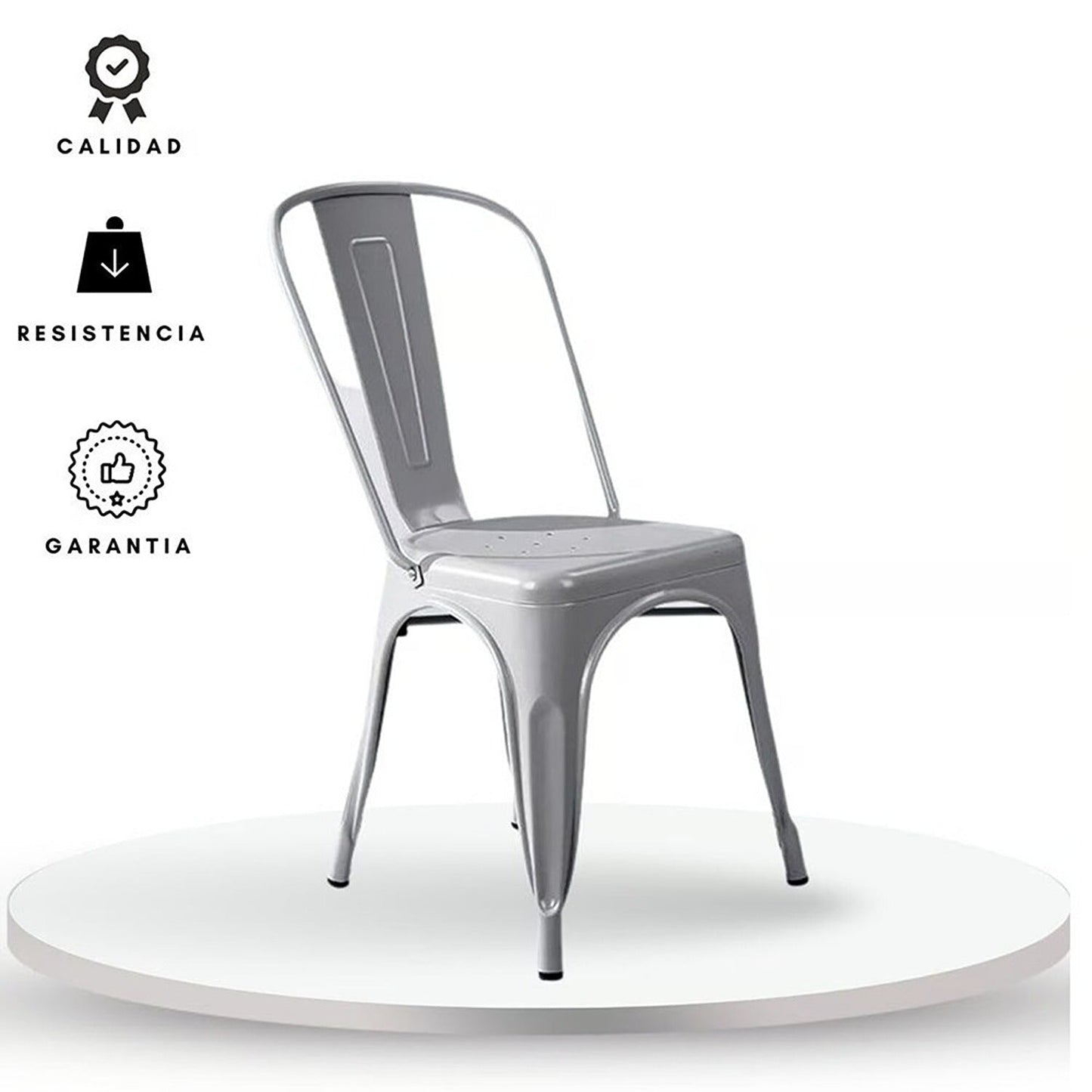 Silla Metalica con Espaldar Gris Plata