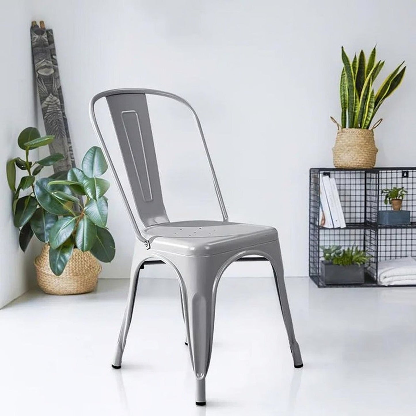 Silla Metalica con Espaldar Gris Plata