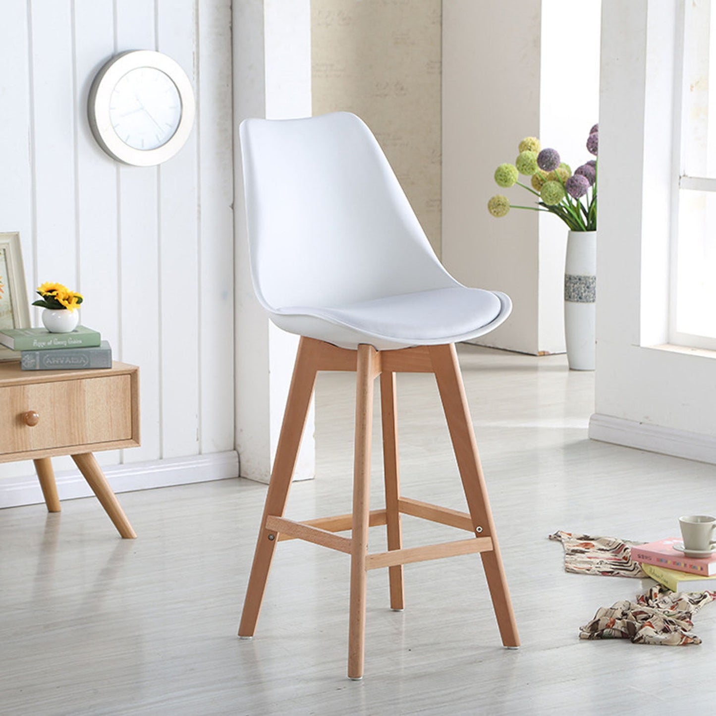 Silla de Barra Vernaza Tapizada Blanco