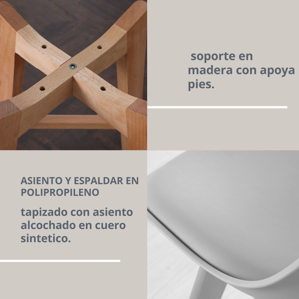 Silla de Barra Vernaza Tapizada Gris