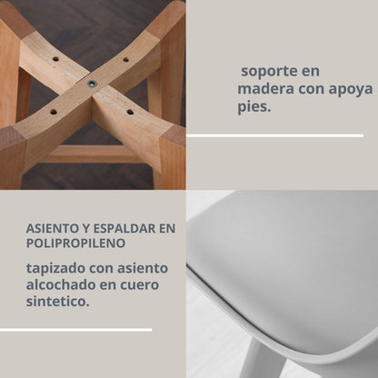 Silla de Barra Vernaza Tapizada Negro