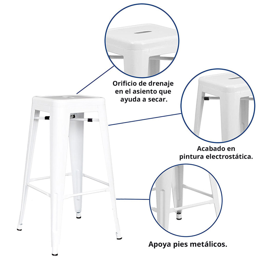 Silla de Barra Metalica Blanco