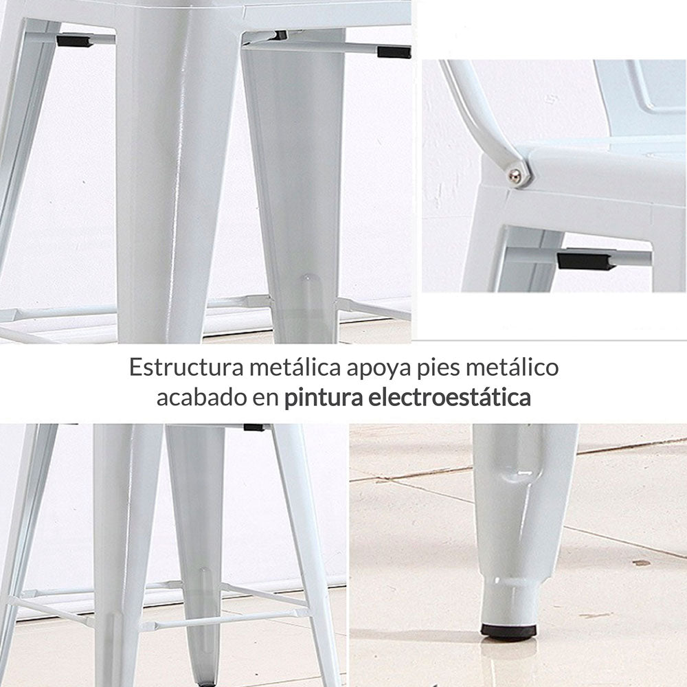 Silla de Barra Metalica Espalda Blanco
