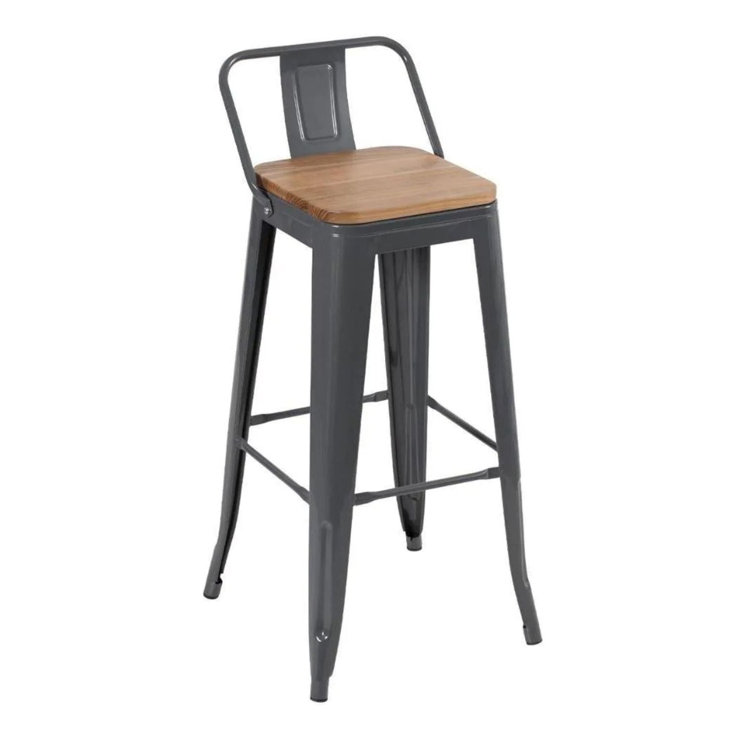 Silla de Barra Metalica Espalda Asiento en Madera Negro