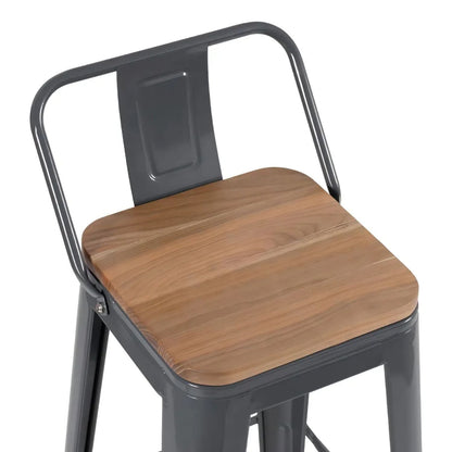 Silla de Barra Metalica Espalda Asiento en Madera Negro