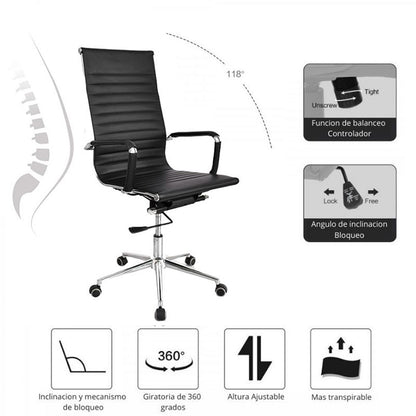 Silla De Oficina Alta Negro