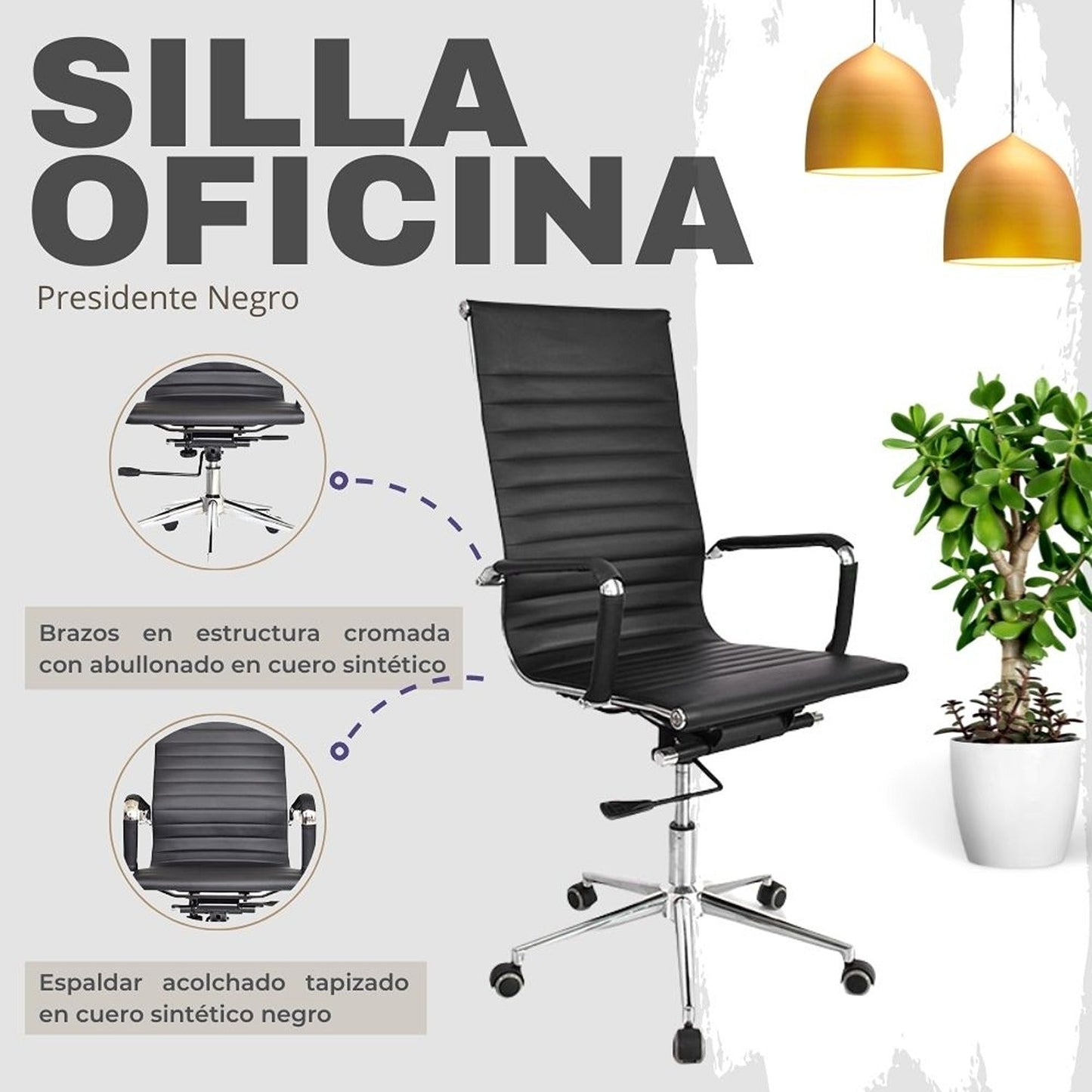 Silla De Oficina Alta Negro