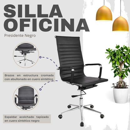 Silla De Oficina Alta Negro