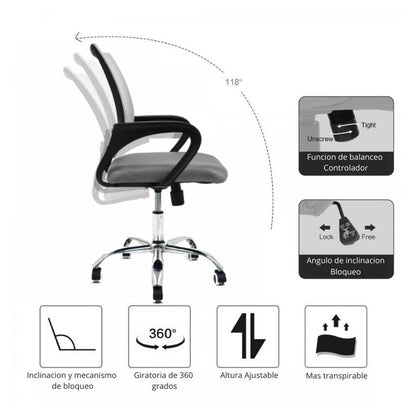 Silla De Oficina Berlin Gris
