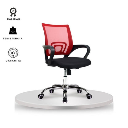 Silla De Oficina Berlin Rojo Negro