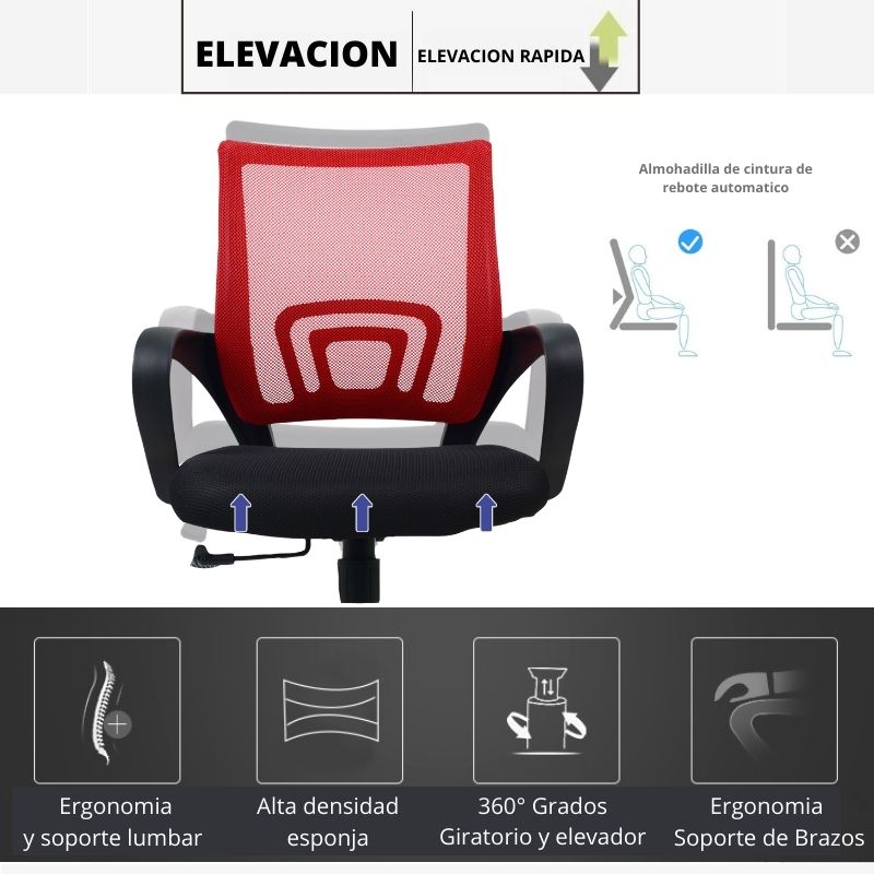 Silla De Oficina Berlin Rojo Negro