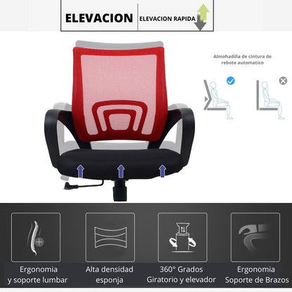 Silla De Oficina Berlin Rojo Negro