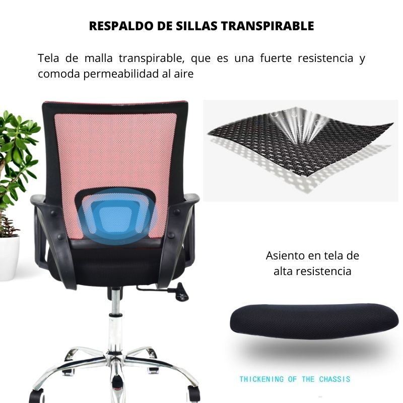 Silla De Oficina Berlin Rojo Negro