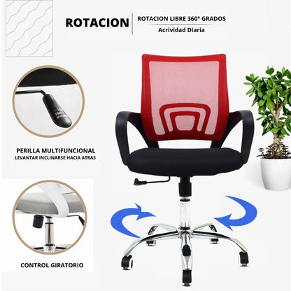 Silla De Oficina Berlin Rojo Negro