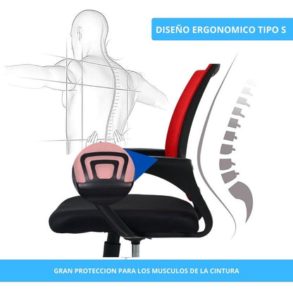Silla De Oficina Berlin Rojo Negro