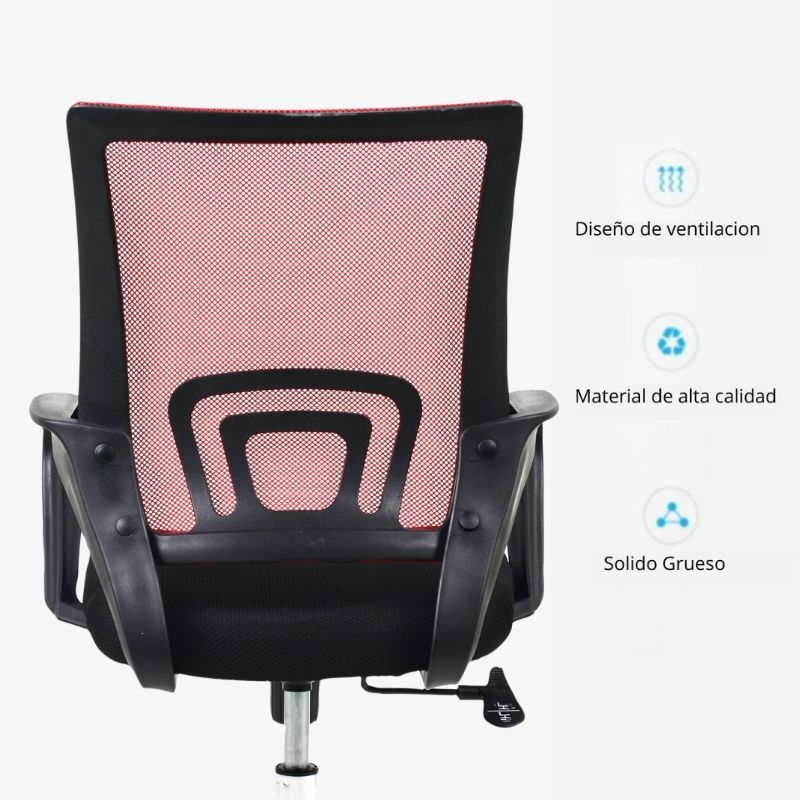 Silla De Oficina Berlin Rojo Negro