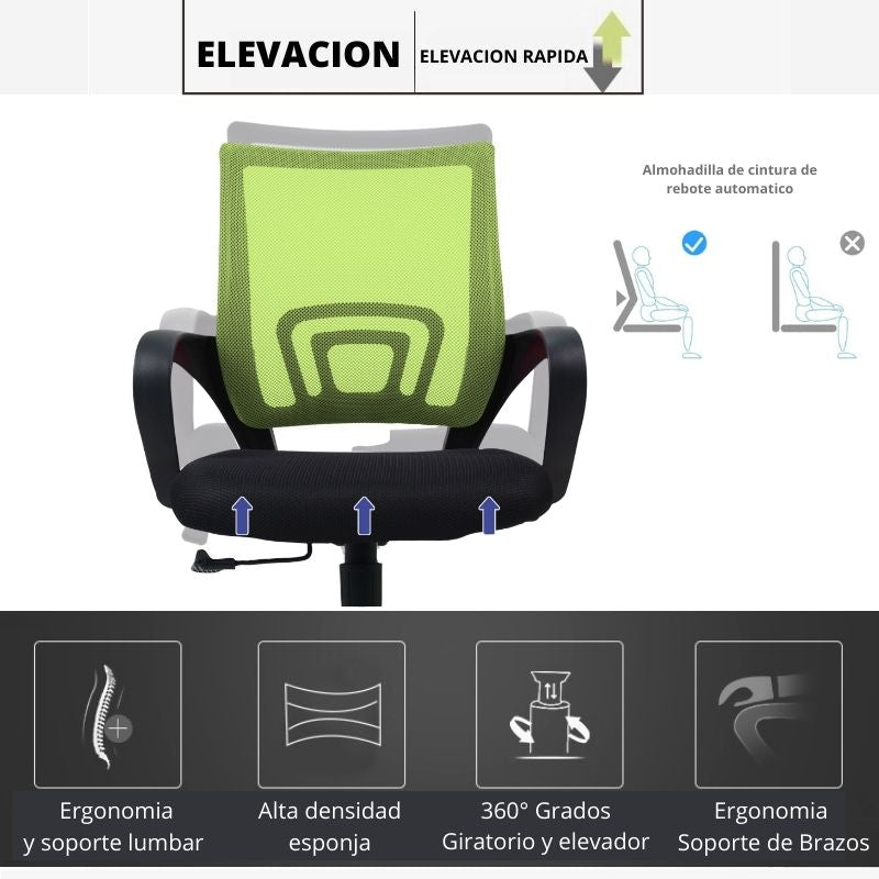 Silla De Oficina Berlin Verde Negro