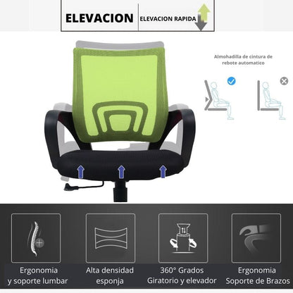 Silla De Oficina Berlin Verde Negro