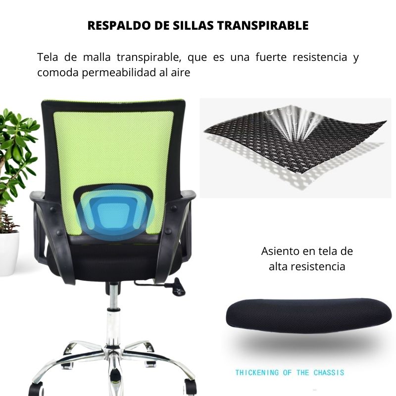 Silla De Oficina Berlin Verde Negro