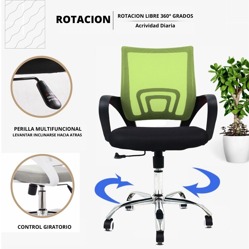 Silla De Oficina Berlin Verde Negro