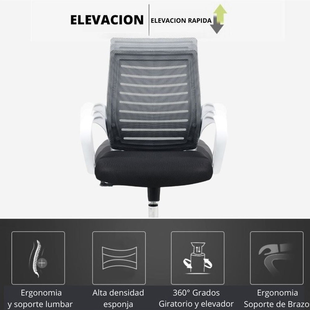 Silla De Oficina Loni Negro Blanco