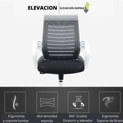 Silla De Oficina Loni Negro Blanco
