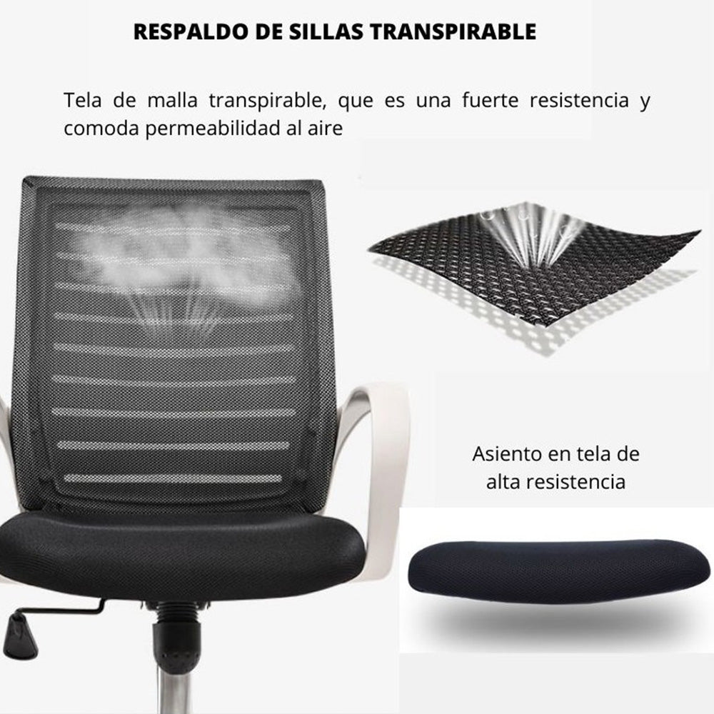 Silla De Oficina Loni Negro Blanco