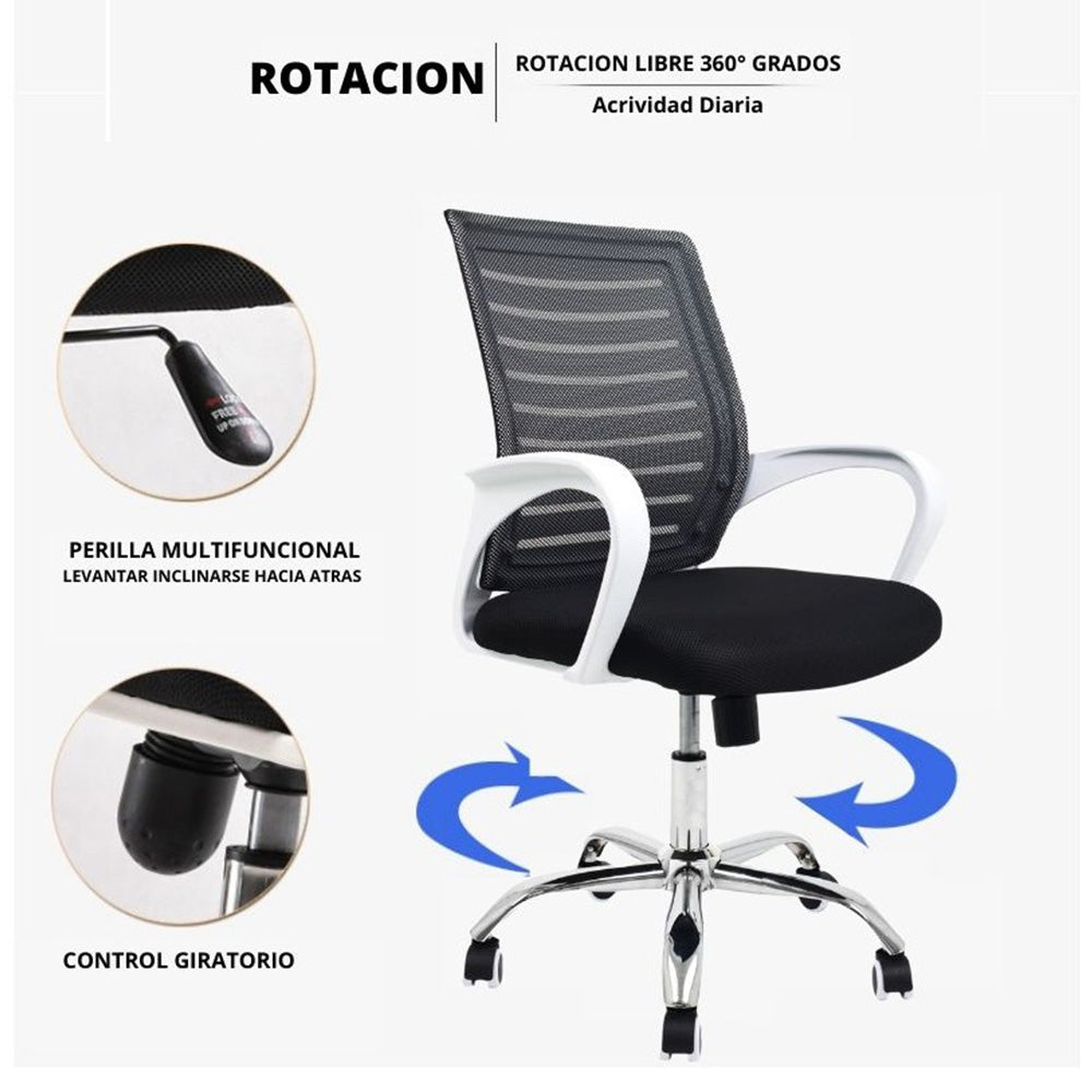 Silla De Oficina Loni Negro Blanco