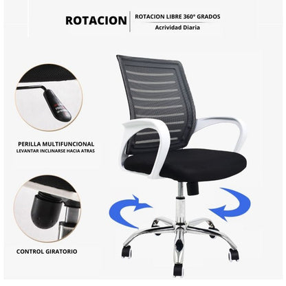 Silla De Oficina Loni Negro Blanco