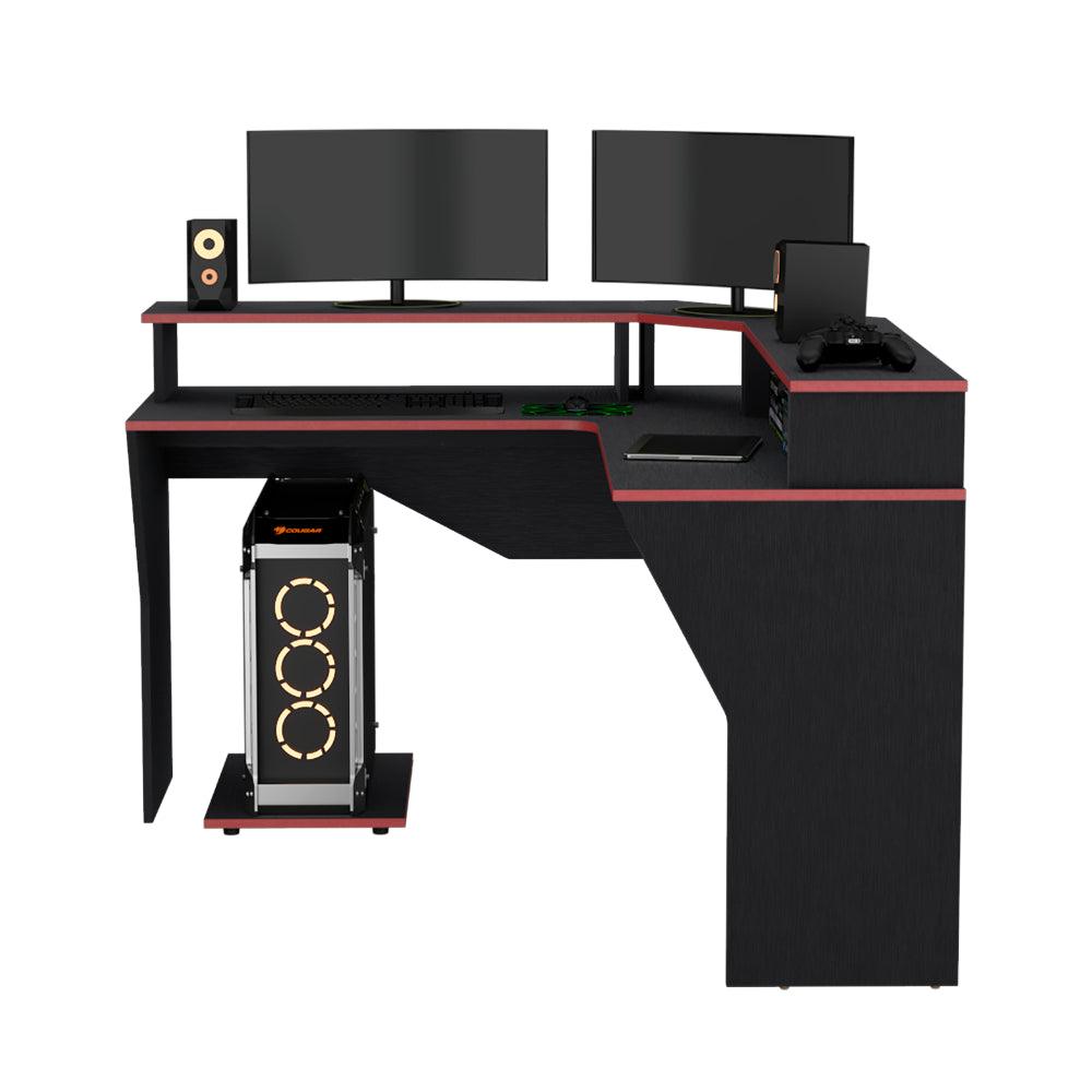Escritorio Gamer Invictor Wengue y Rojo