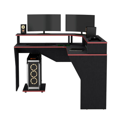 Escritorio Gamer Invictor Wengue y Rojo