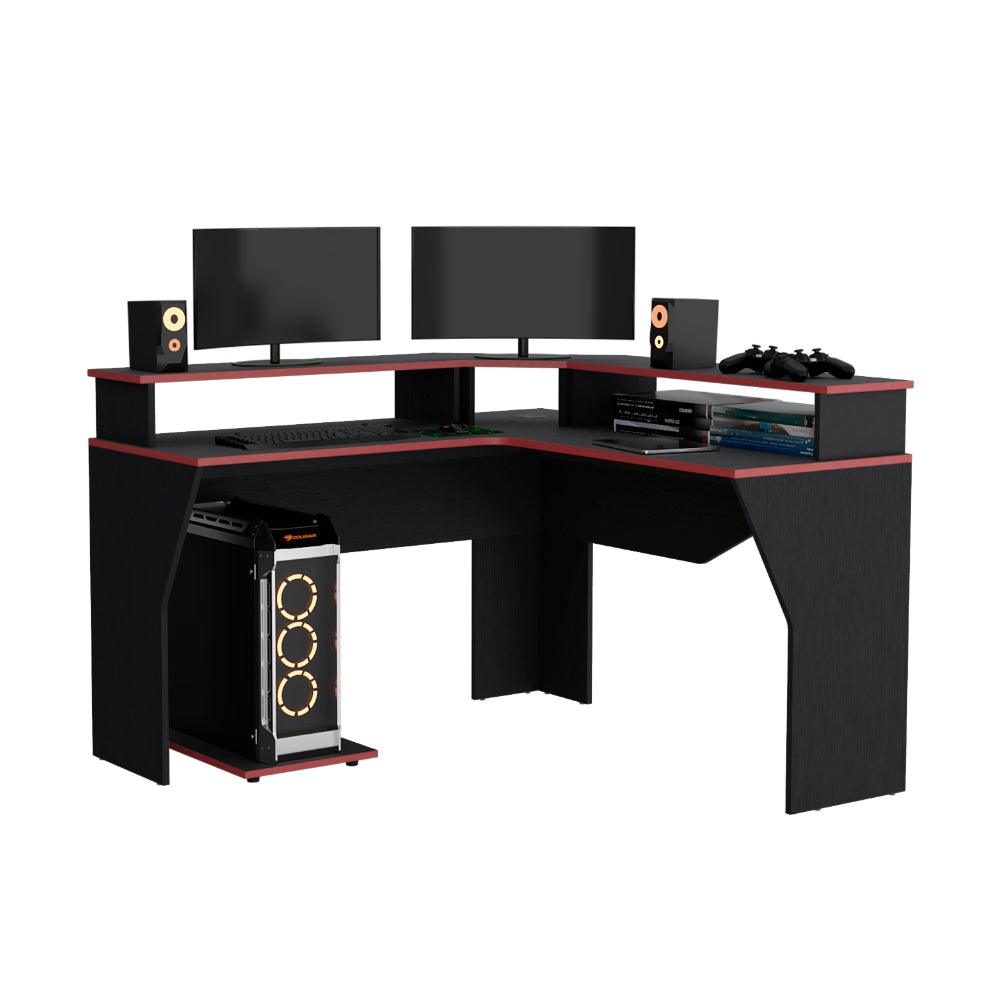 Escritorio Gamer Invictor Wengue y Rojo