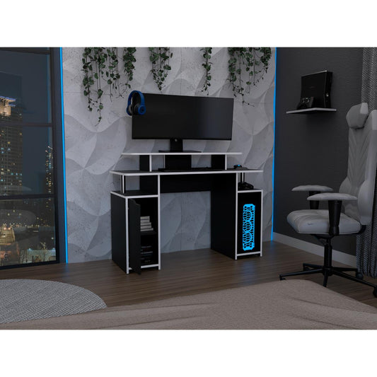 Escritorio Gamer Trolly Wengue y Blanco